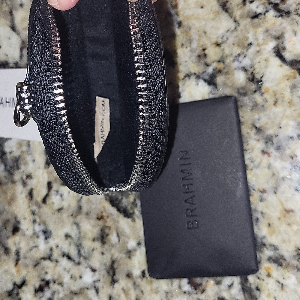 Brahmin Black Circle Coin Purse Fob - Picture 8 of 13